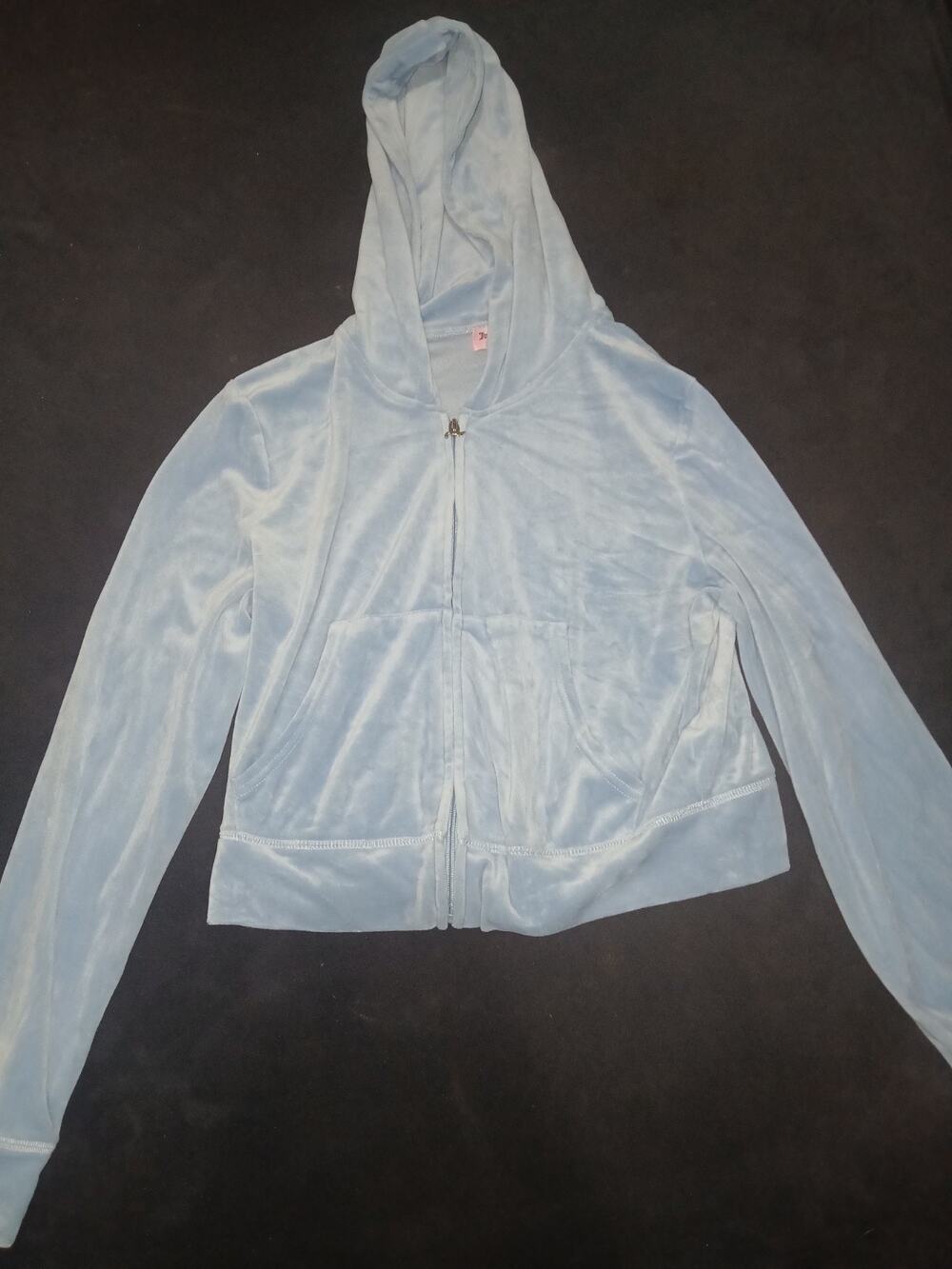 Juicy Couture Velour Bling Tracksuit Hoodie Light Blue Size LARGE